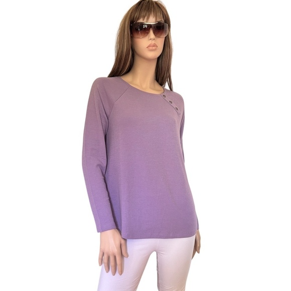 J. Jill Cotton Top Tank Tee Sweater Raglan Long Sleeve Lavender Relaxed Fit XS-S - Picture 11 of 14